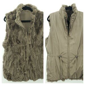 Dana Stein Reversible Real Rabbit Fur Vest L Brown